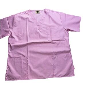 Black Star Women's Scrub Top Size XL Pink 3 Pockets New